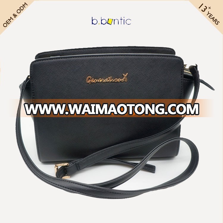 Bbontic classics fashion real leather zipper messenger bag for ladies