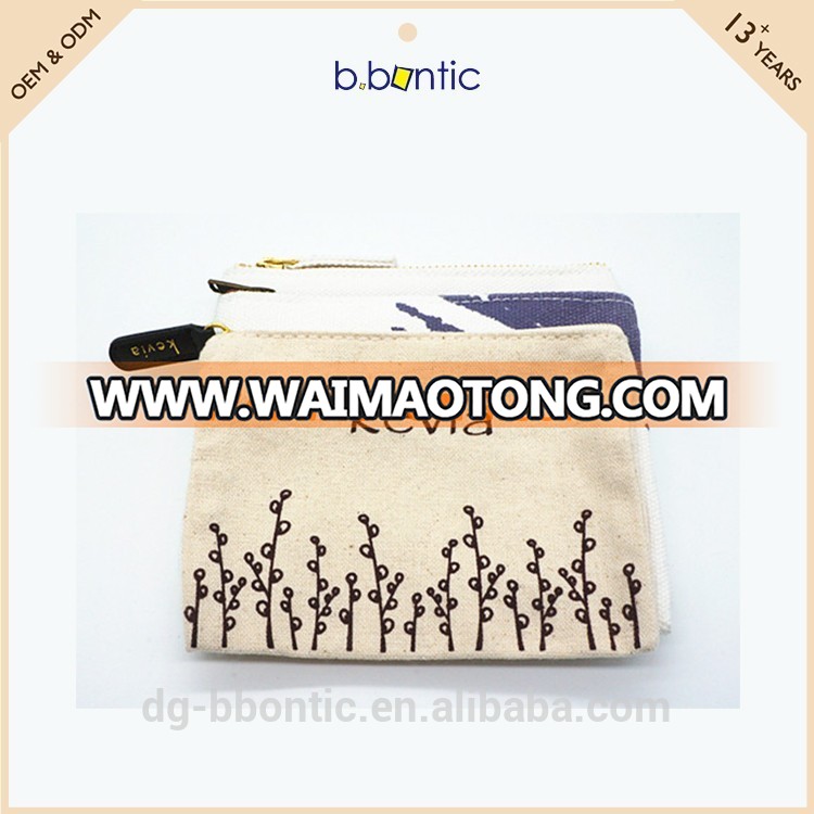 Simple design mini coin purse small zipper canvas bag